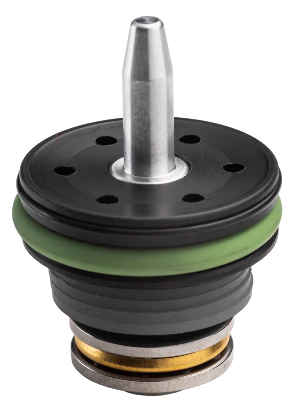 Testa pistone air brake cuscinettata in POM con doppio or e regolazione angolo aggancio pistone (TPAA)